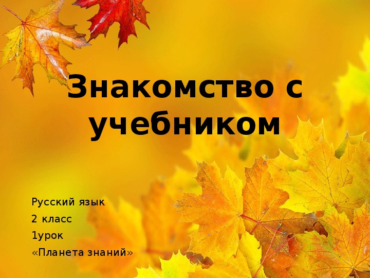 Презентация по русскому языку на тему "Урок 1. Знакомство с учебником" 2 класс