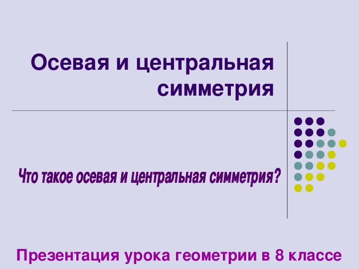 "Осевая и центральная симметрия" 8 класс (презентация)