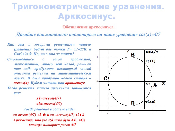 Арккосинус презентация 10 класс