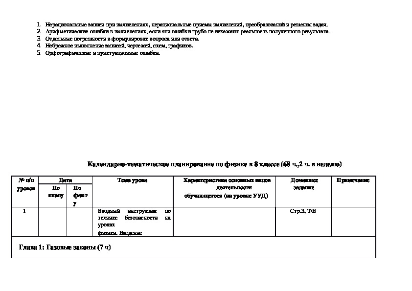 Рабочая программа по физике