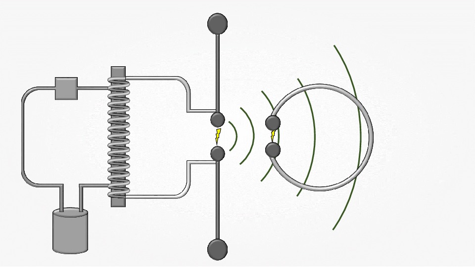Открытый колебательный контур. Искровой Генератор Герца. Опыт Герца открытый колебательный контур. Генератор электромагнитных колебаний Герца. Генрих Герц Генератор.