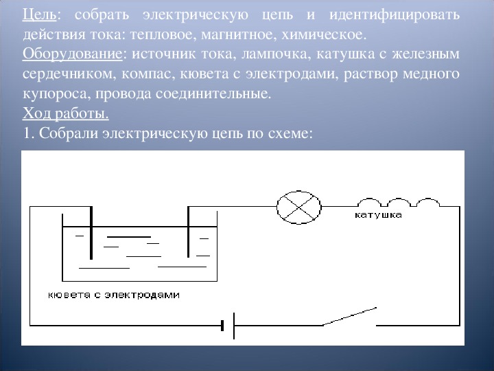 Действия электрического тока схемы