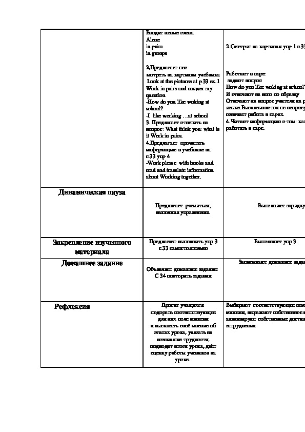 Технологическая карта урока английского языка по фгос