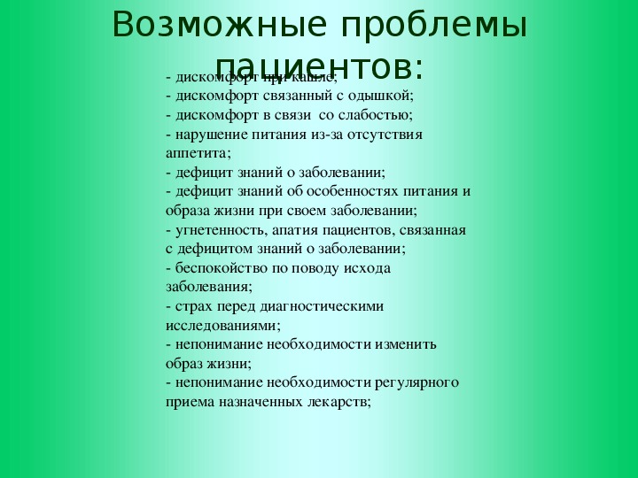 Карта сестринского ухода при бронхите