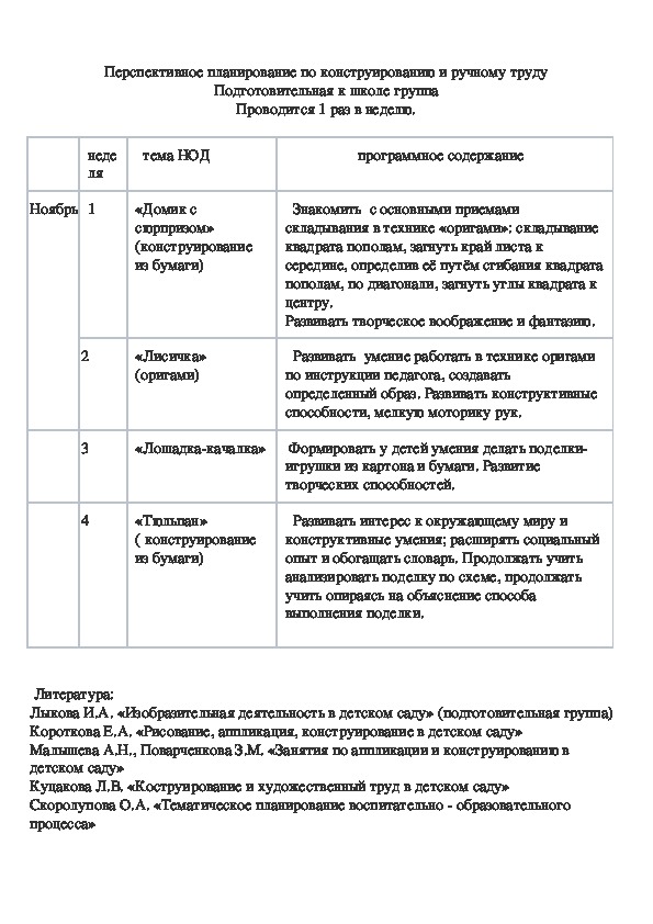 Обложка для материала Перспективное планирование по конструированию (ноябрь)