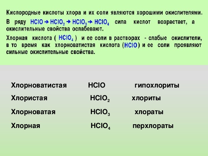 Кислородсодержащие соединения хлора презентация