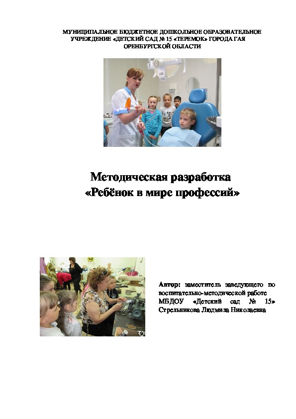 Обложка для материала Методическая разработка "Ребёнок в мире профессий"