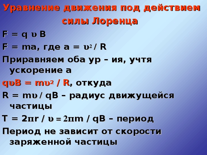 Презентация на тему сила лоренца 11 класс