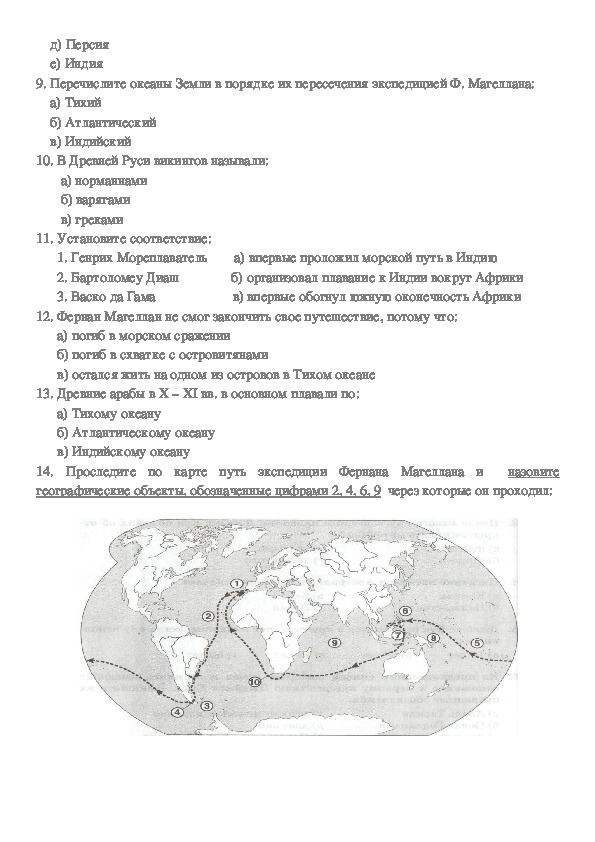 Контрольная работа за 1 четверть по географии