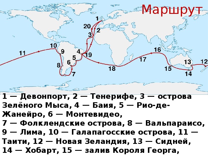 Карта путешествий дарвина