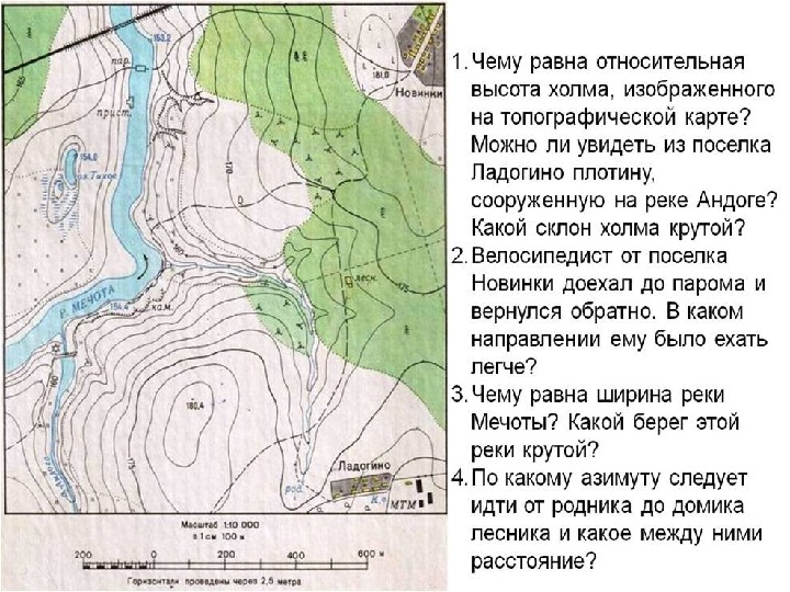 Задачи решаемые на плане с горизонталями