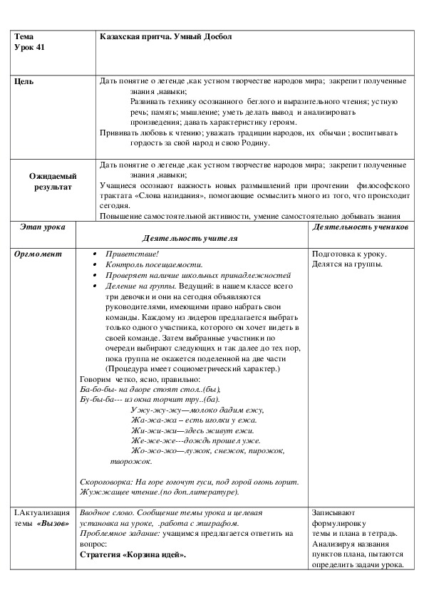 Русская литература. 4 класс. Урок 41. Краткосрочный план