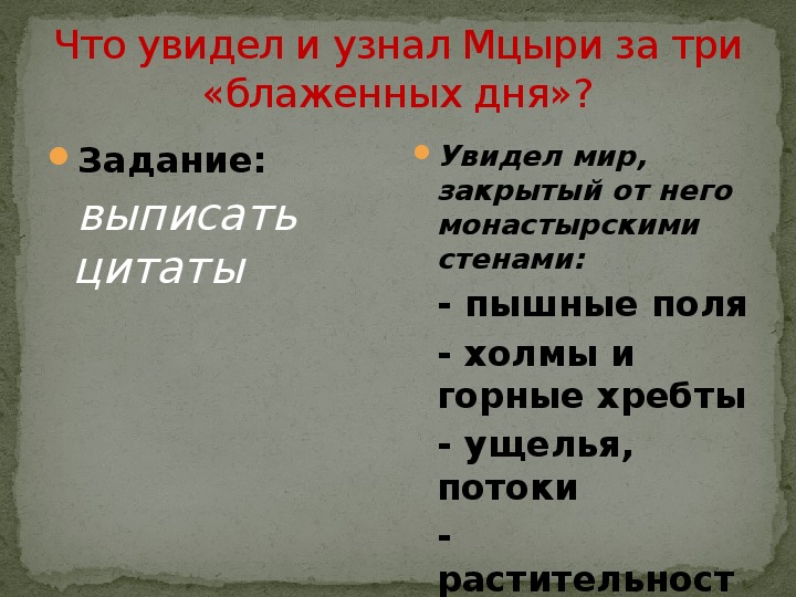 Что понял мцыри