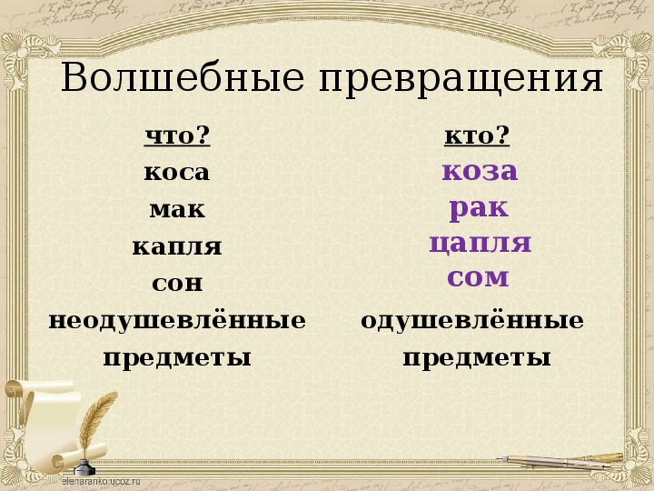 Русский язык 2 класс. "Одушевлённые и неодушевлённые имена существительные"