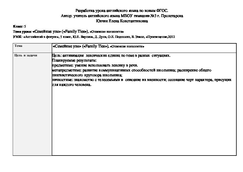 Технологическая карта урока английского языка в колледже