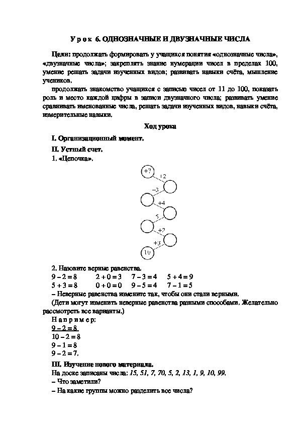 Обложка для материала Конспект урока по теме: ОДНОЗНАЧНЫЕ И ДВУЗНАЧНЫЕ ЧИСЛА(2 класс)