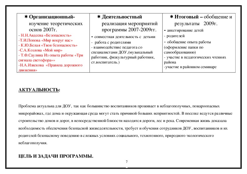 ПРОГРАММА Формирование основ безопасности жизнедеятельности у детей дошкольного возраста