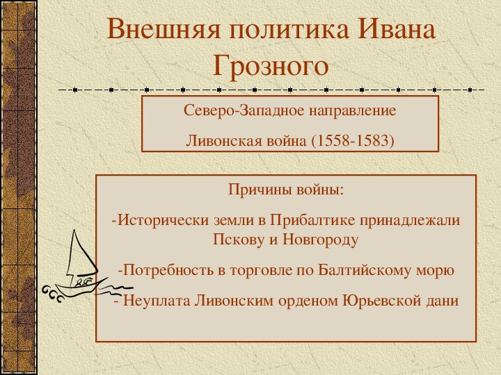 План по теме внешняя политика ивана 4