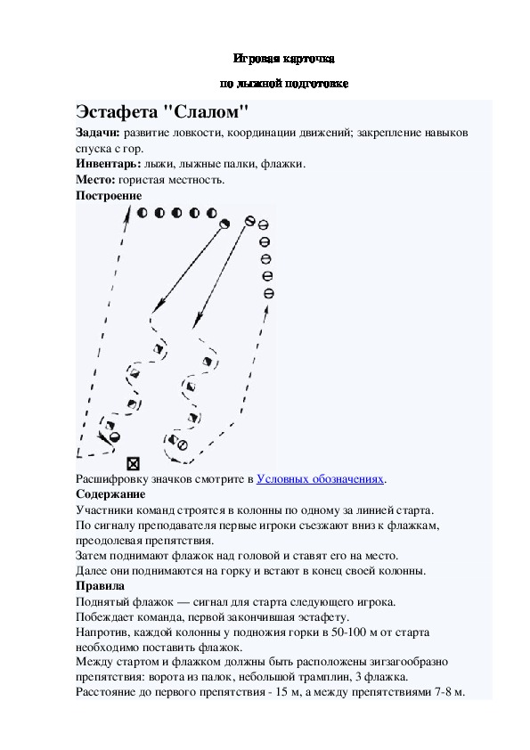 Игровая карточка "Эстафета "Слалом""