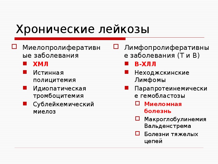 Хронический лейкоз рекомендации