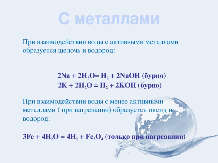 Оксид цинка реагирует с водородом. Взаимодействие металлов с водой. При взаимодействии активных металлов с водой образуются. Реакция металлов с водой. Схема взаимодействия металлов с водой.