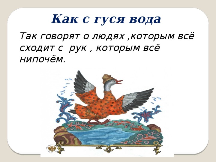 Фразеологизмы с гусем. Как с гуся вода фразеологизм. Как с гуся вода значение фразеологизма. Как с гуся вода значение. Картинка к фразеологизму как с гуся вода.