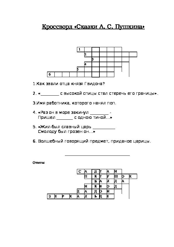 Кроссворд по биографии