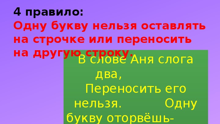 Правила переноса слов 1 класс презентация