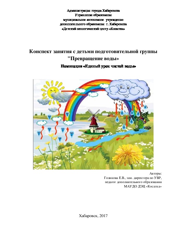 Обложка для материала Конспект занятия с детьми подготовительной группы "Превращение воды»