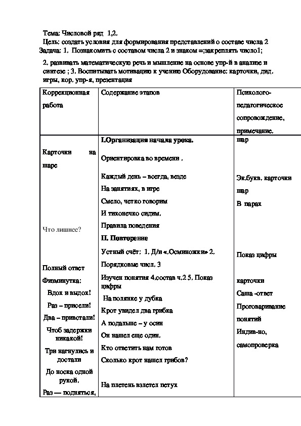 Конспект урока с использованием технологий здоровьесбережения.