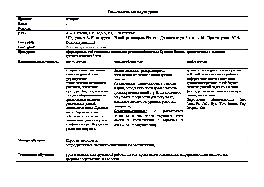 Конспект урока искусство древнего египта