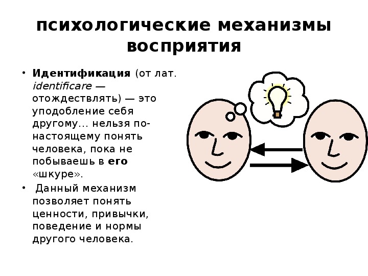 Теория фейса. Психологические механизмы восприятия. Механизм межличностного восприятия идентификация.