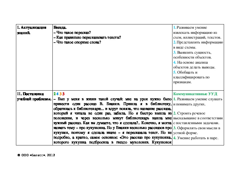 Подробный пересказ классы