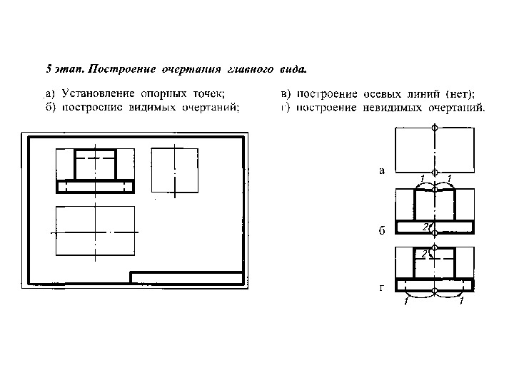 Алгоритм построения чертежа детали представленного тремя видами