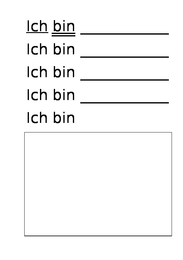 Arbeitsblatt "Ich bin". Немецкий язык. 2 класс.
