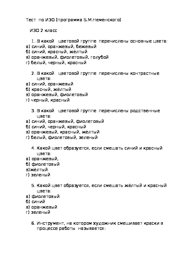 Итоговая работа по изо 4 класс рисунок