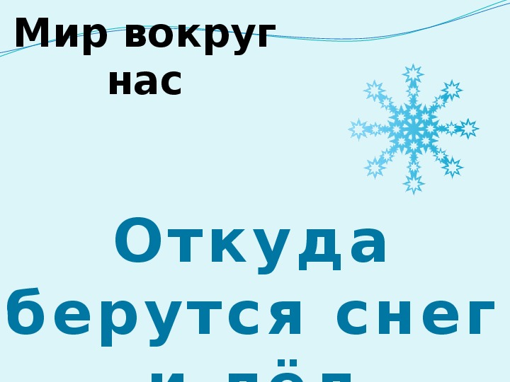 Откуда берется снег и лед конспект урока и презентация 1 класс школа россии