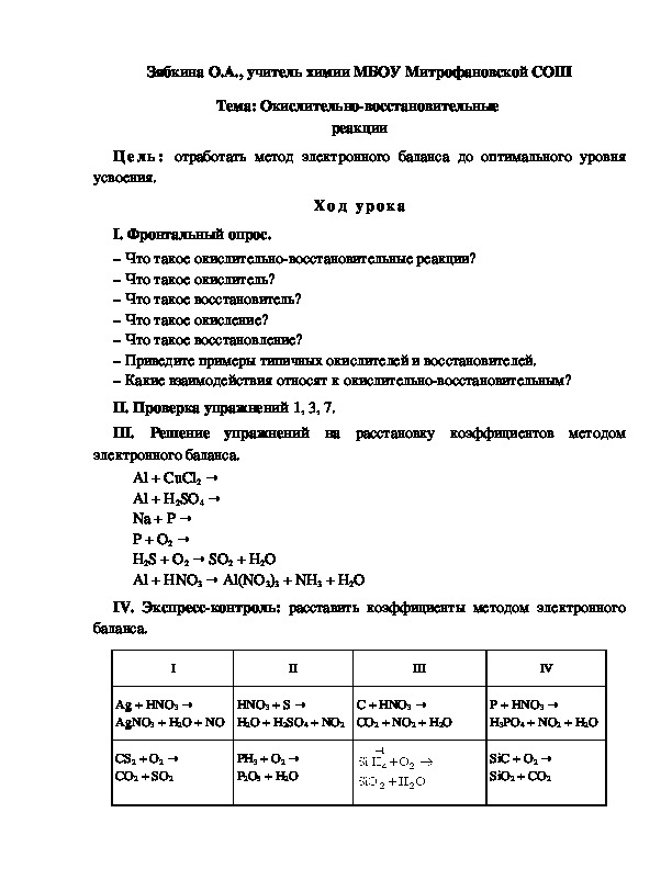 Обложка для материала Тема: Окислительно-восстановительные  реакции