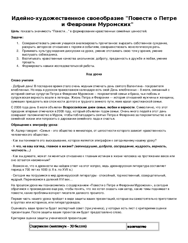 Обложка для материала Идейно-художественное своеобразие "Повести о Петре и Февронии Муромских"