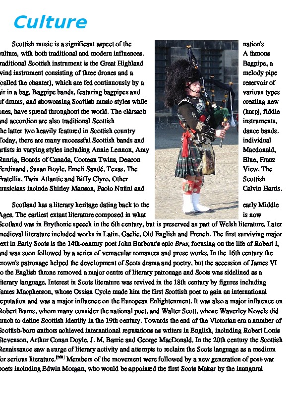 Обложка для материала Доклад на тему: "Culture of Scotland"