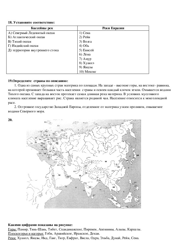 Карта евразии зачет