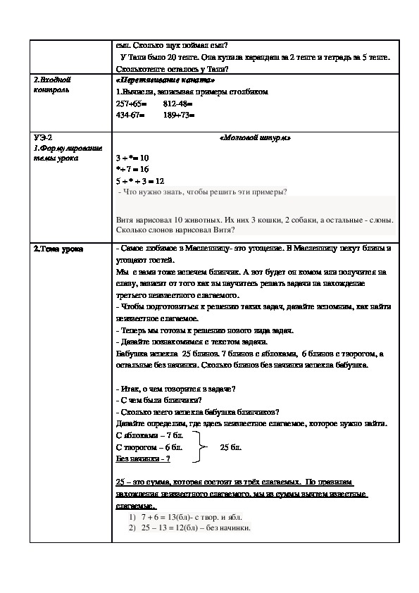 Задачи на нахождение неизвестного третьего слагаемого 2 класс школа россии презентация и конспект