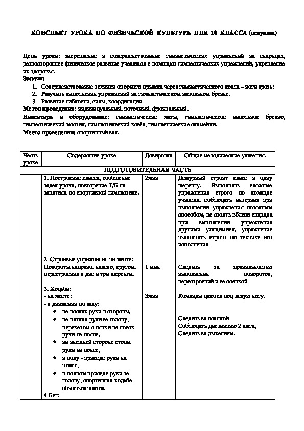 Обложка для материала КОНСПЕКТ  УРОКА  ПО  ФИЗИЧЕСКОЙ  КУЛЬТУРЕ  ДЛЯ  10  КЛАССА (девушки)