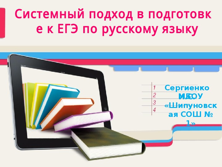 Презентация по русскому языку "Системный подход в подготовке к ЕГЭ по русскому языку"