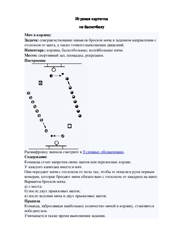 Обложка для материала Игровая карточка "Мяч в корзину"