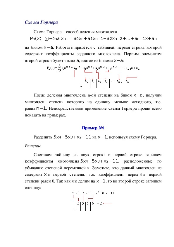 Схема горнера информатика 10 класс