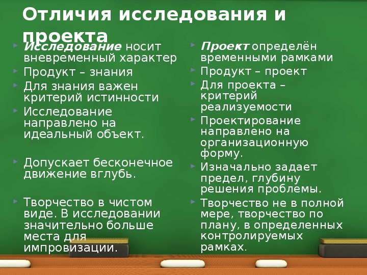 Исследование отличается. Отличие проекта от исследования. Отличия исследование. Продукт – знания проект или исследование. Отличия исследования и проекта по руководителю.