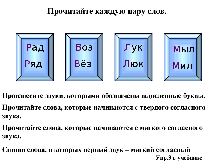 1 класс презентация русский язык твердые и мягкие согласные школа россии