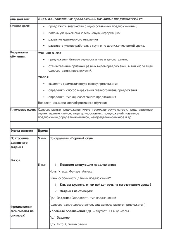 Обложка для материала Виды односоставных предложений. Назывные предложения