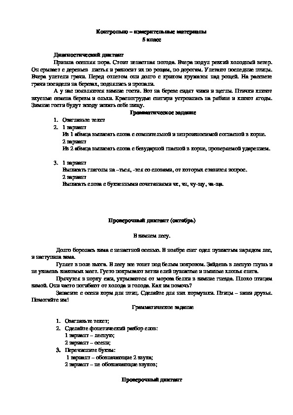 Контрольно-измерительные материалы по русскому языку (5-11 классы)